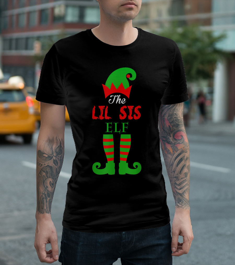 The Lil Sis Elf Family Holiday Costume T-Shirt