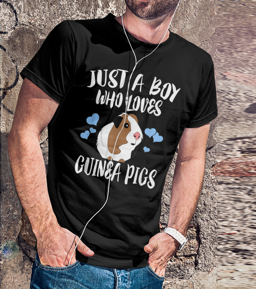 Just A Boy Who Loves Guinea Pigs With Heart Pet Lover T-Shirt