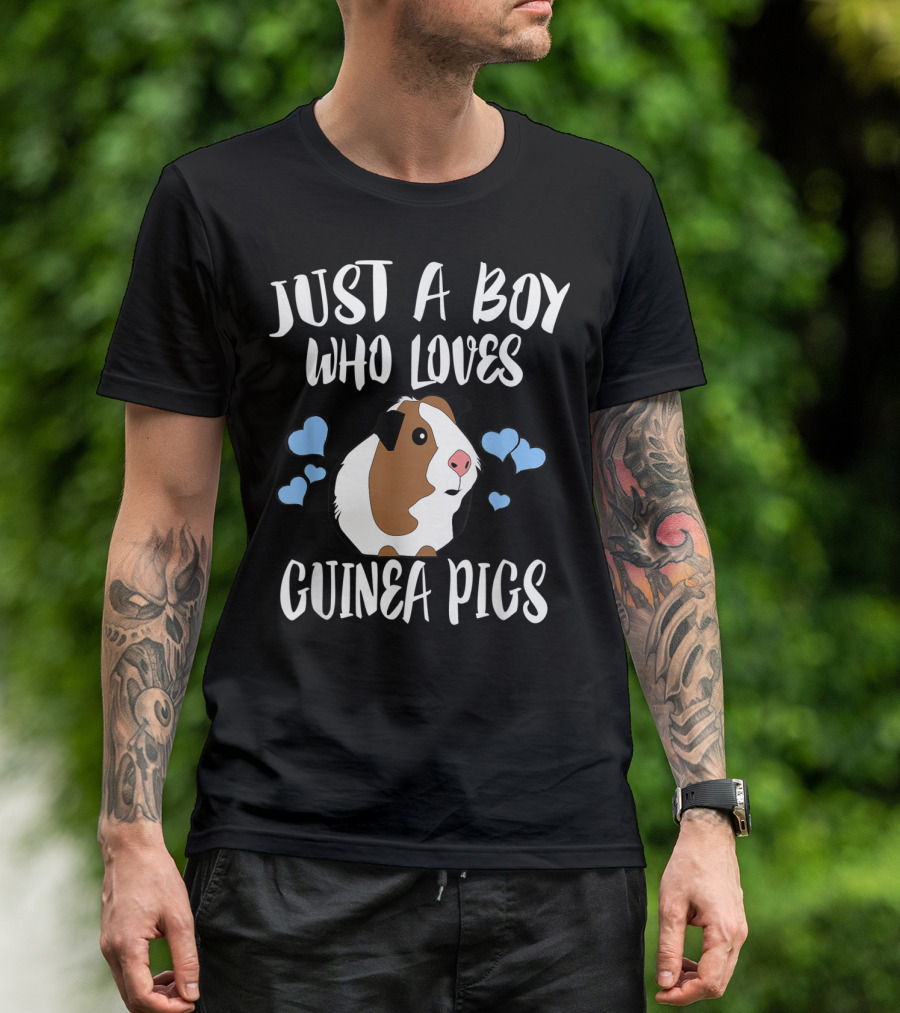 Just A Boy Who Loves Guinea Pigs With Heart Pet Lover T-Shirt