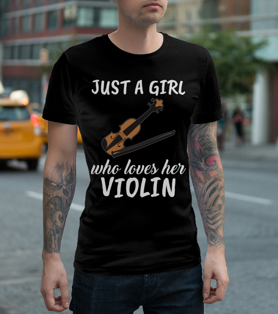 Just A Girl Who Loves Her Violin With Illustrated Instrument T-Shirt