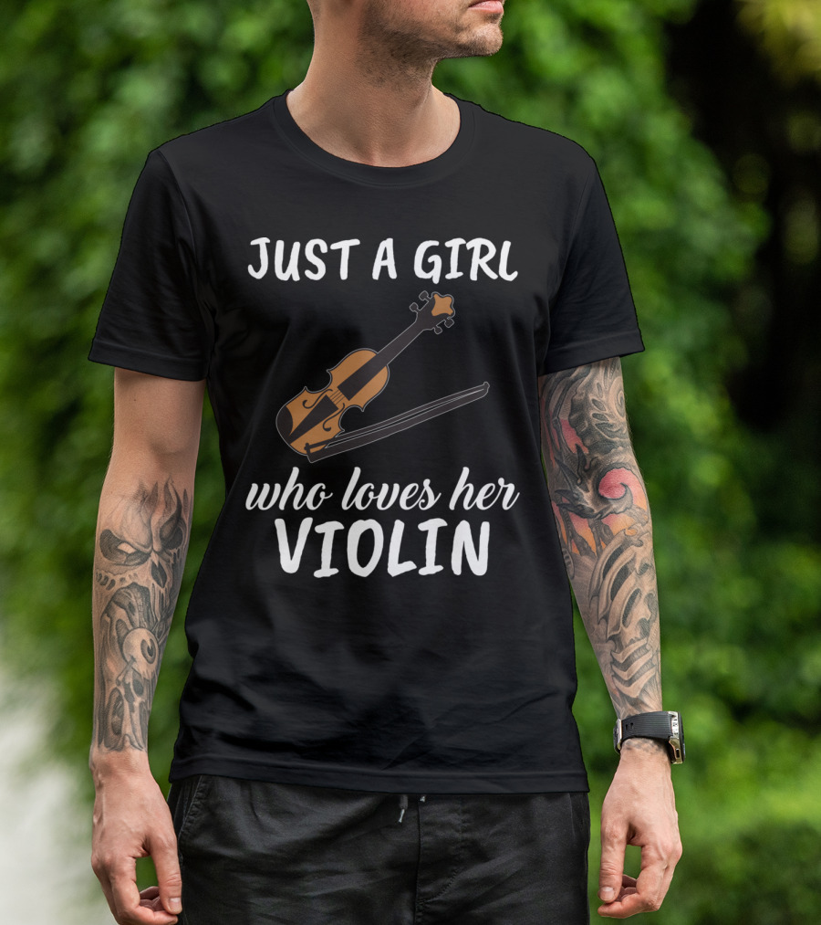 Just A Girl Who Loves Her Violin With Illustrated Instrument T-Shirt