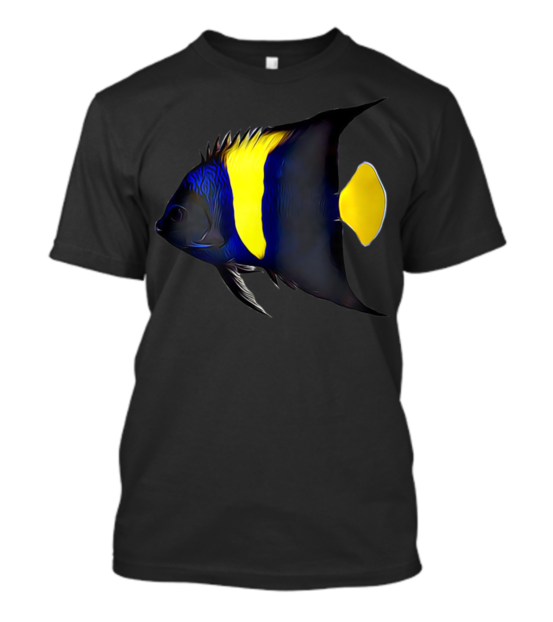 Asfur Angelfish Saltwater Marine Fish Vibrant Yellow Blue Stripes T-Shirt