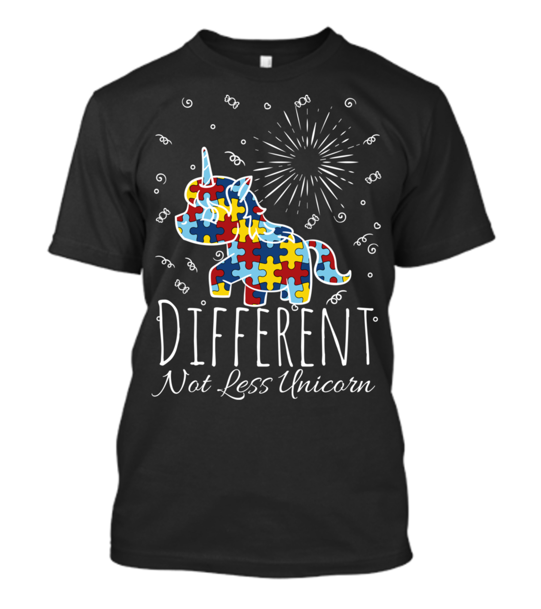 Different Not Less Unicorn Autism Awareness Puzzle T-Shirt