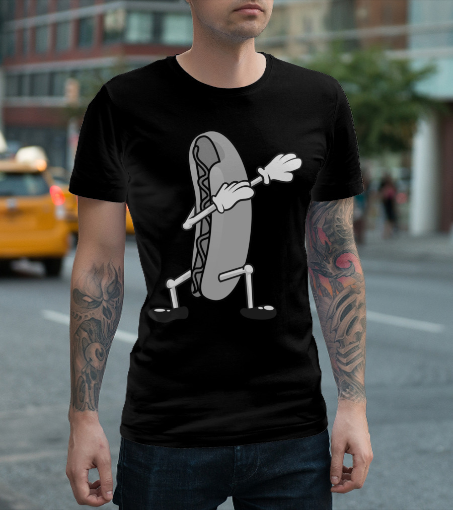 Dabbing Hot Dog Cool American Hot Dog Sandwich Iconic Dance Pose 15 T-Shirt