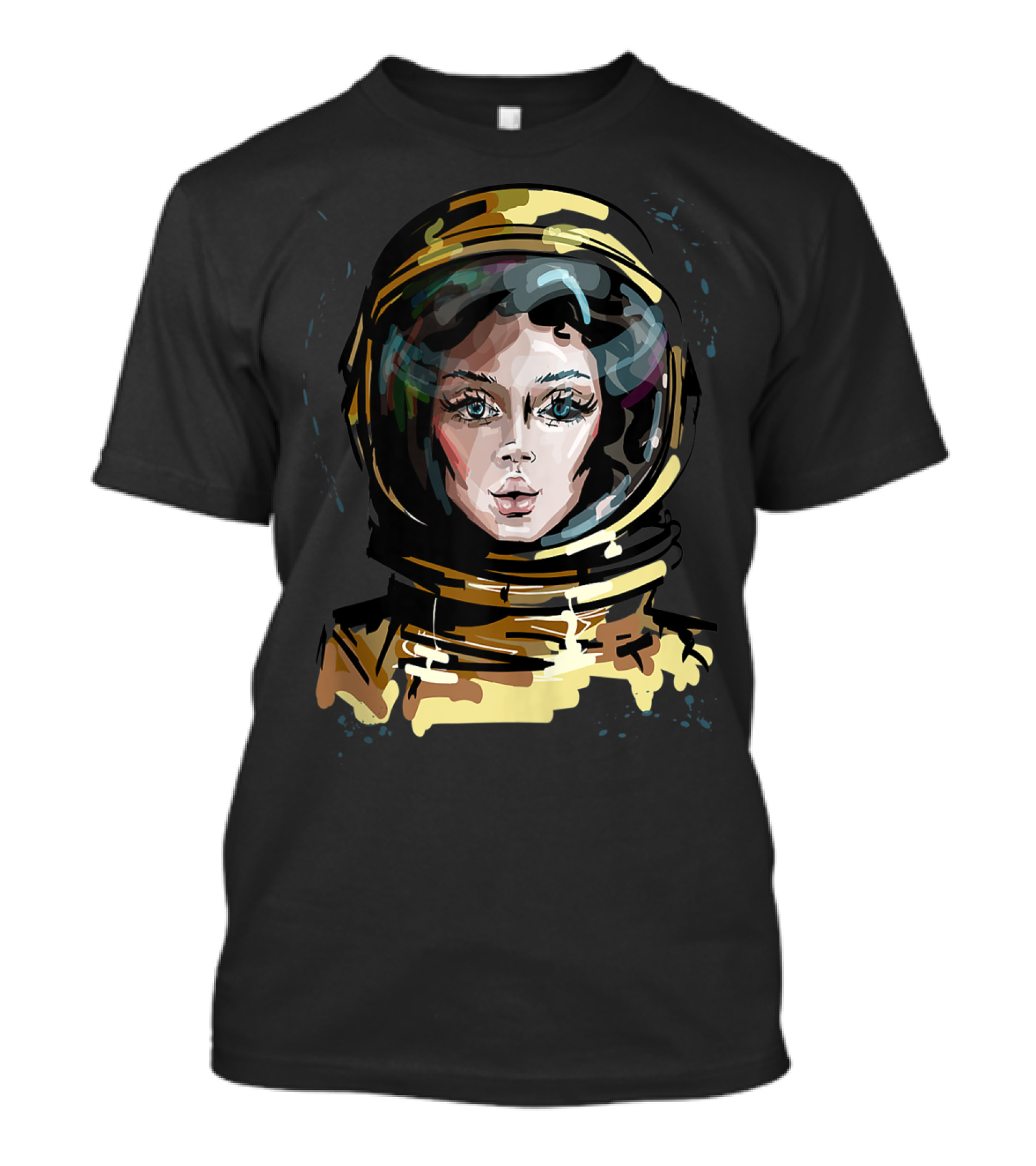 Female Astronaut Portrait In Space For Lovers Of Outer Exploration T-Shirt
