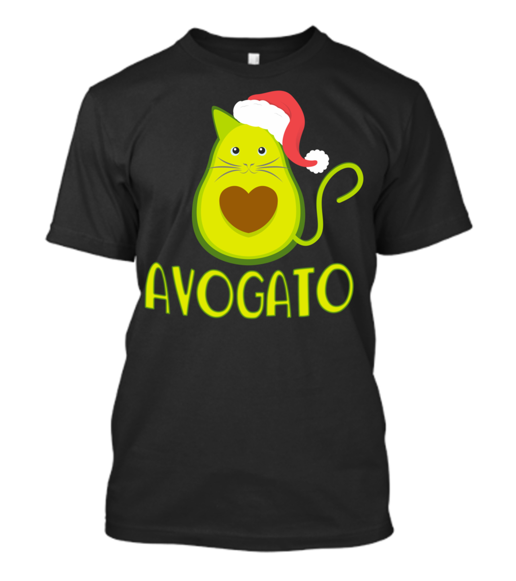 Avogato Funny Avocado Cat With Santa Hat Merry T-Shirt