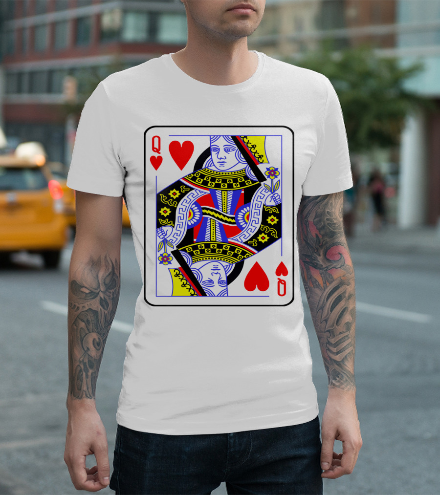 Queen Of Hearts Playing Card Funny Costume Poker T-Shirt
