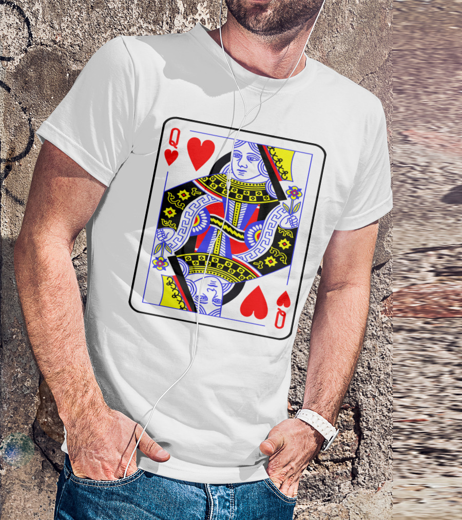 Queen Of Hearts Playing Card Funny Costume Poker T-Shirt