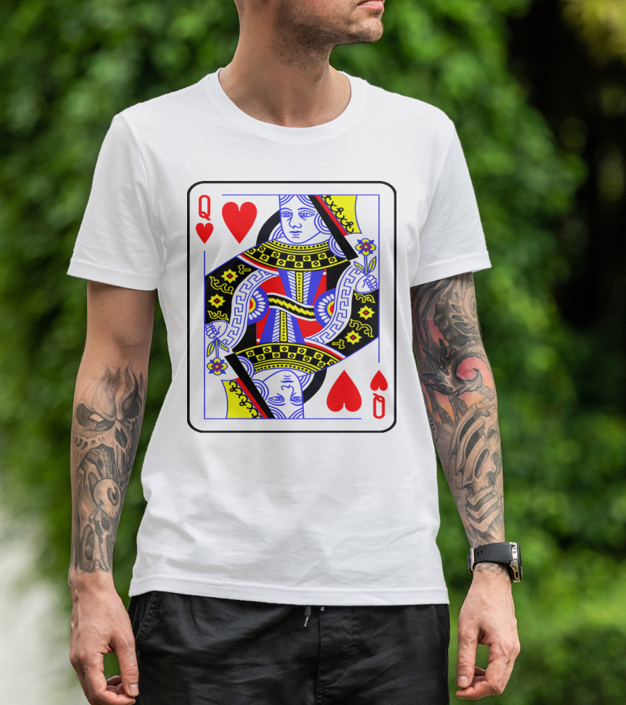 Queen Of Hearts Playing Card Funny Costume Poker T-Shirt