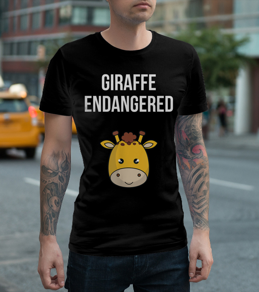 Giraffe Endangered Cute Cartoon T-Shirt