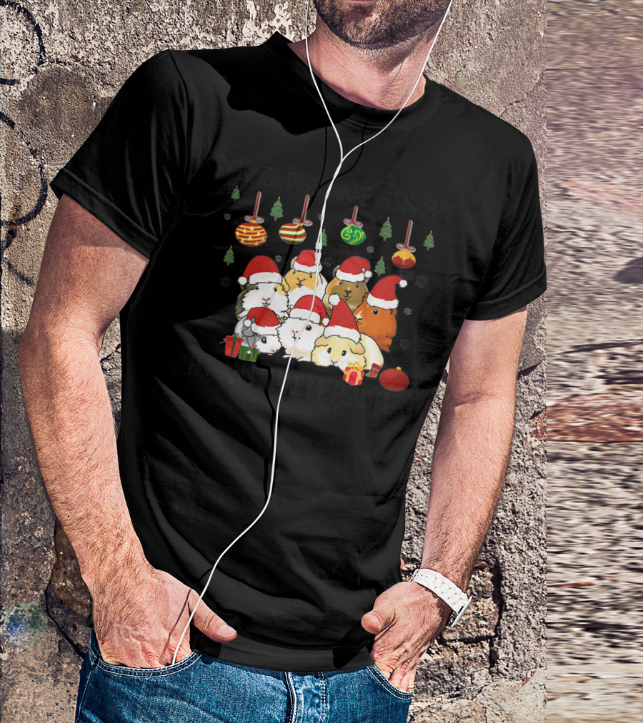 Guinea Pigs Make Me Happy Humans Make Me Head Hurt Christmas Santa Hat T-Shirt