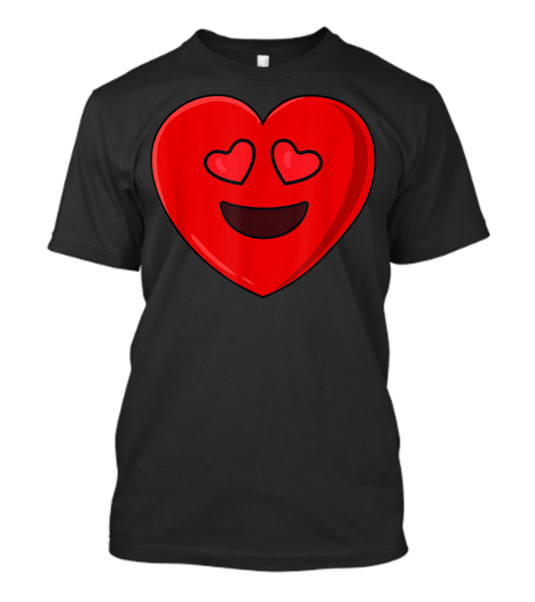 Heart Eyes Emoji Valentines Day Emoticons Red Heart With Smiling Face T-Shirt