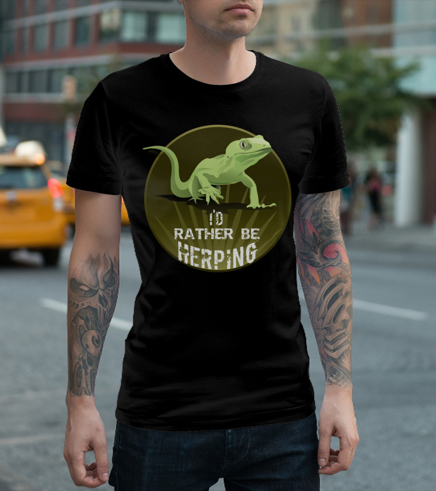 Herpetology I'd Rather Be Herping With Gecko Image T-Shirt