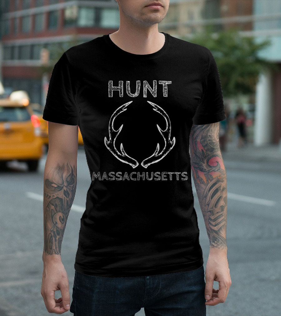 Hunt Massachusetts Deer Antlers T-Shirt