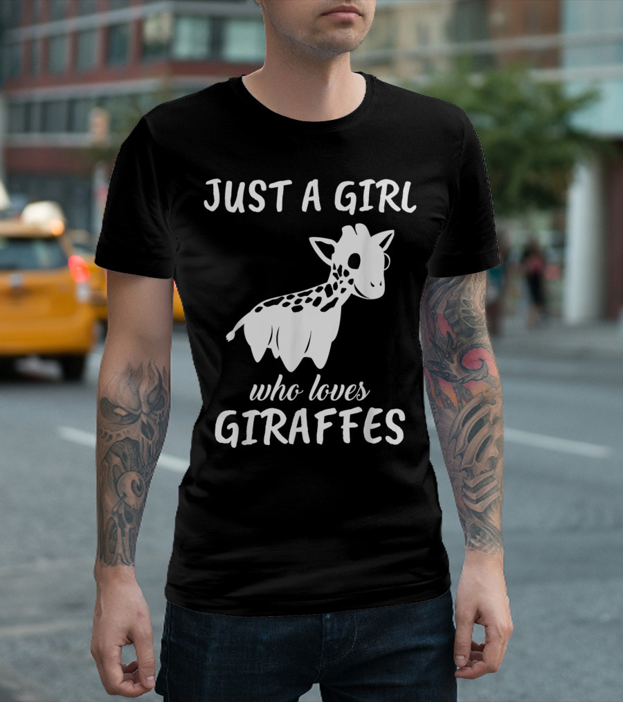 Just A Girl Who Loves Giraffes Fun Cartoon Style Giraffe T-Shirt