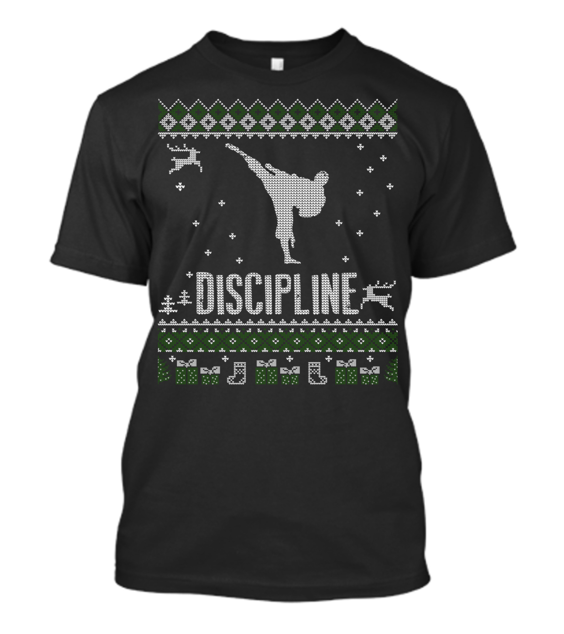 Karate Discipline Ugly Christmas Sweater Martial Arts Deer Kick T-Shirt
