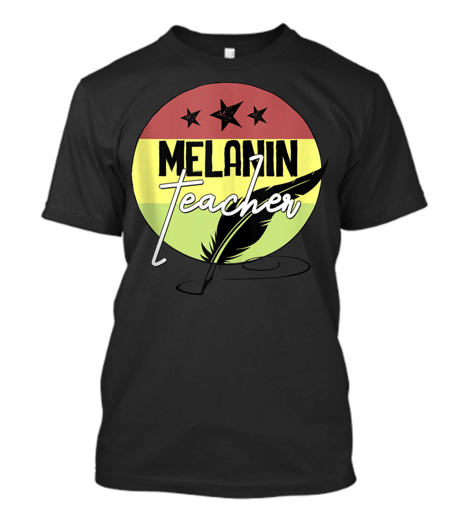 Melanin Teacher Black History Month African Heritage Feather Stars T-Shirt