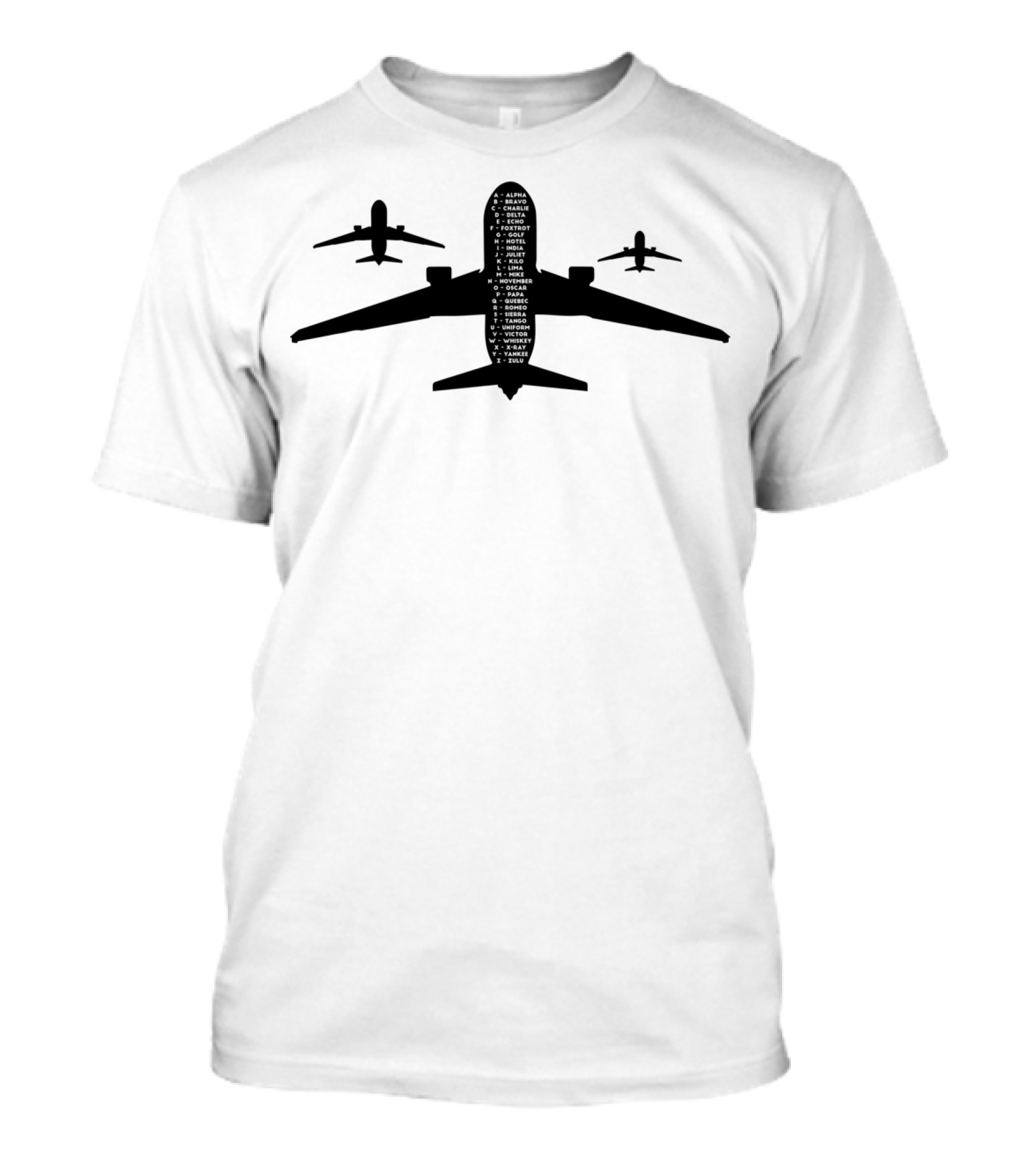 Phonetic Alphabet Plane Silhouette Flight Cadet Aviation T-Shirt