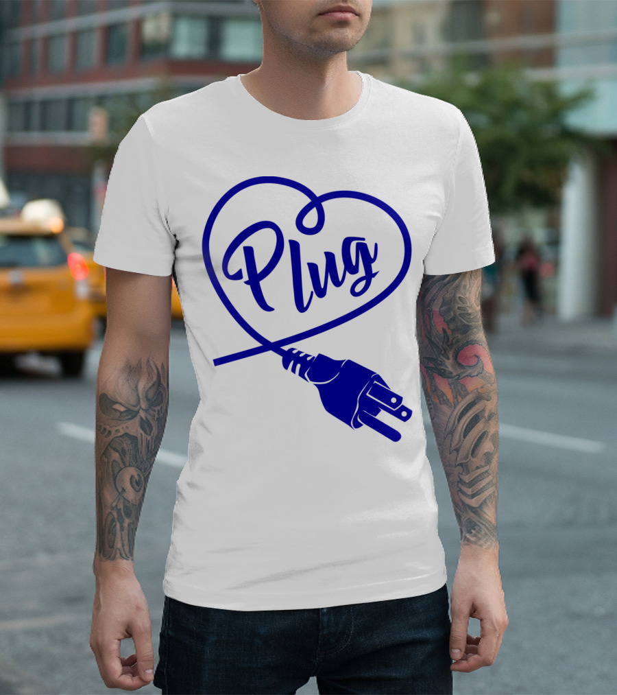 Plug Heart Cool Match Couplet Video Gamer T-Shirt