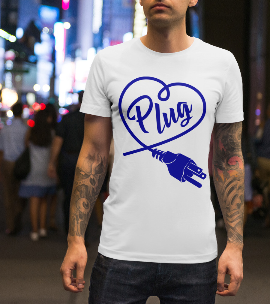 Plug Heart Cool Match Couplet Video Gamer T-Shirt