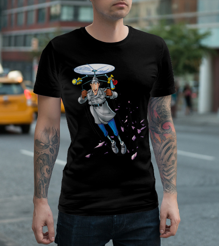 Inspector Gadget Helicopter Gadget with Shattered Glass Effects T-Shirt