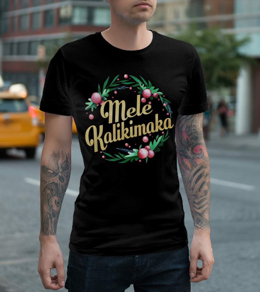 Mele Kalikimaka Classic Hawaiian Merry Wreath T-Shirt