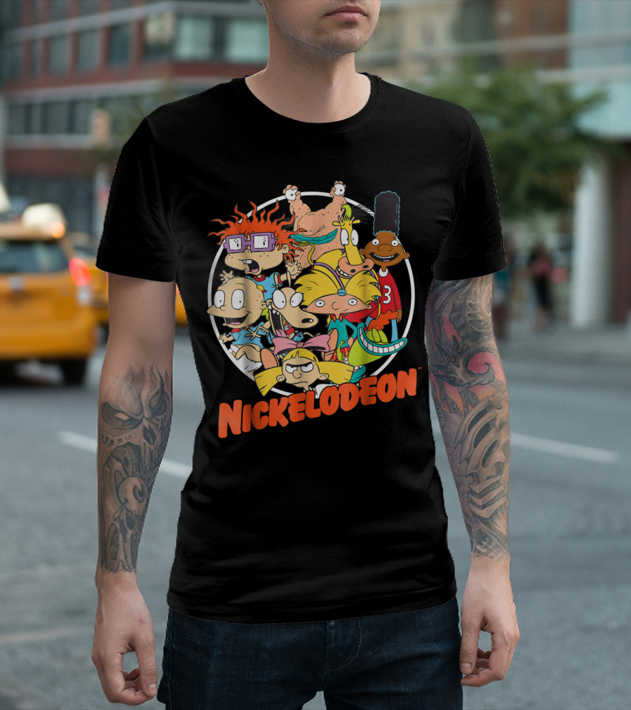 Nickelodeon Classic 90s Characters Rugrats Hey Arnold Gerald Reptar Helga Chuckie T-Shirt