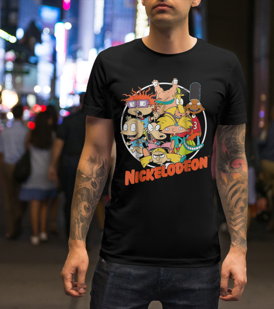 Nickelodeon Classic 90s Characters Rugrats Hey Arnold Gerald Reptar Helga Chuckie T-Shirt