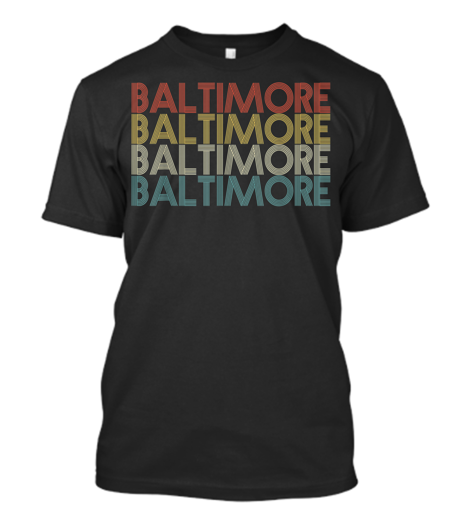 Baltimore Retro Classic Vintage Bold Stripes Text T-Shirt