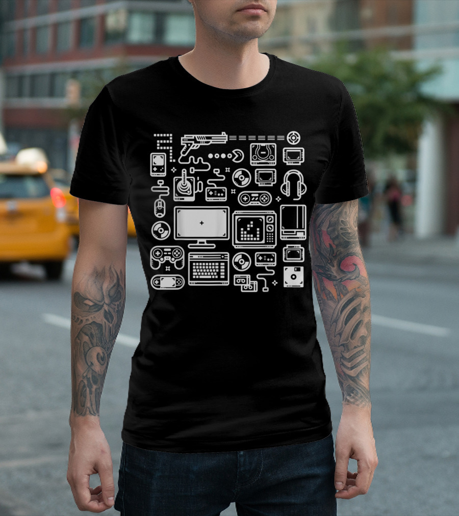 Retro Gaming Classic Controllers Consoles Icons And Systems T-Shirt