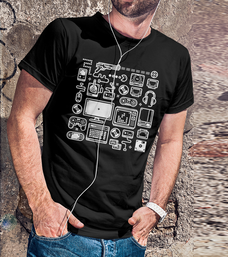 Retro Gaming Classic Controllers Consoles Icons And Systems T-Shirt
