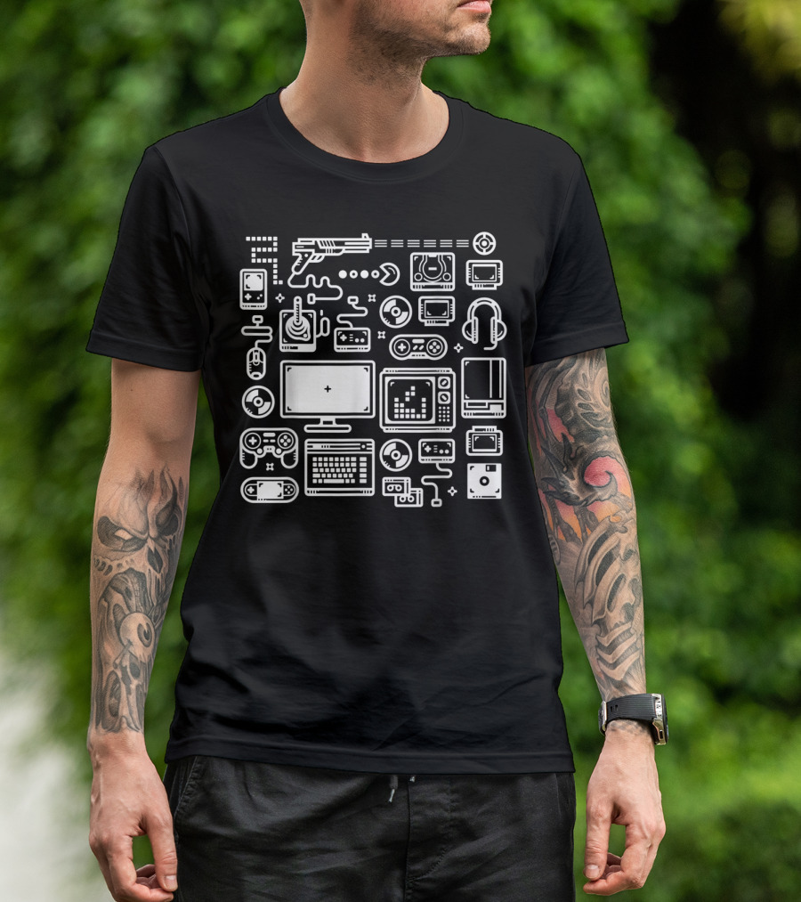 Retro Gaming Classic Controllers Consoles Icons And Systems T-Shirt