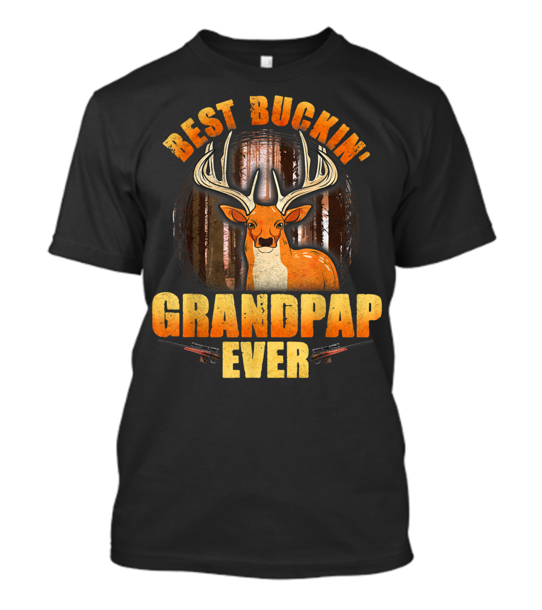 Best Buckin' Grandpap Ever Deer Hunting With Antlered Buck And Rifles T-Shirt