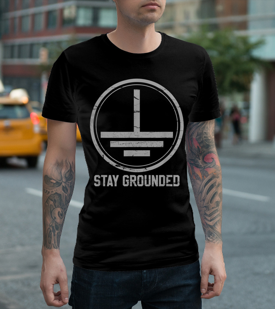 Mens Electrician Stay Grounded Nerd T-Shirt