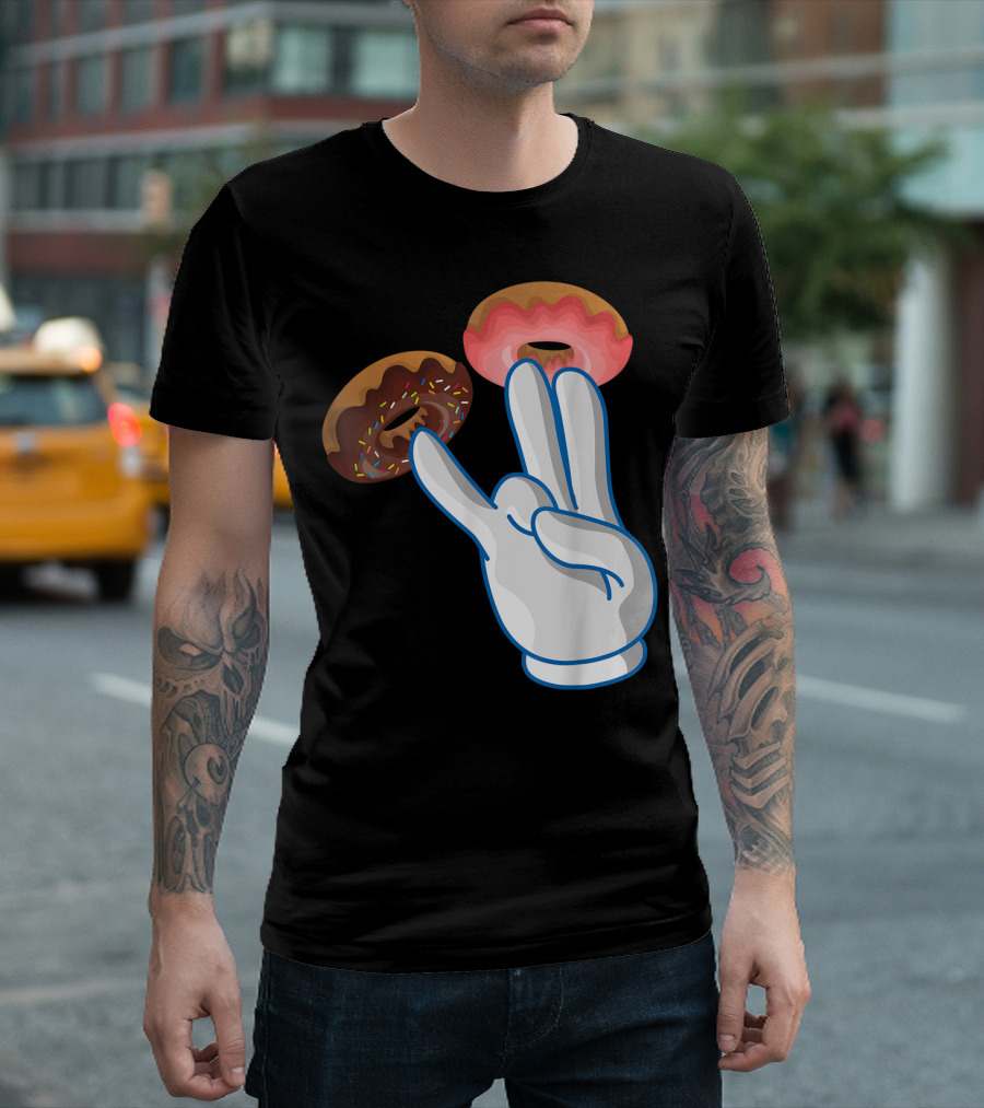 2 In The Pink 1 In The Stink Hand Gesture with Two Sprinkle Donuts Dark Humor T-Shirt