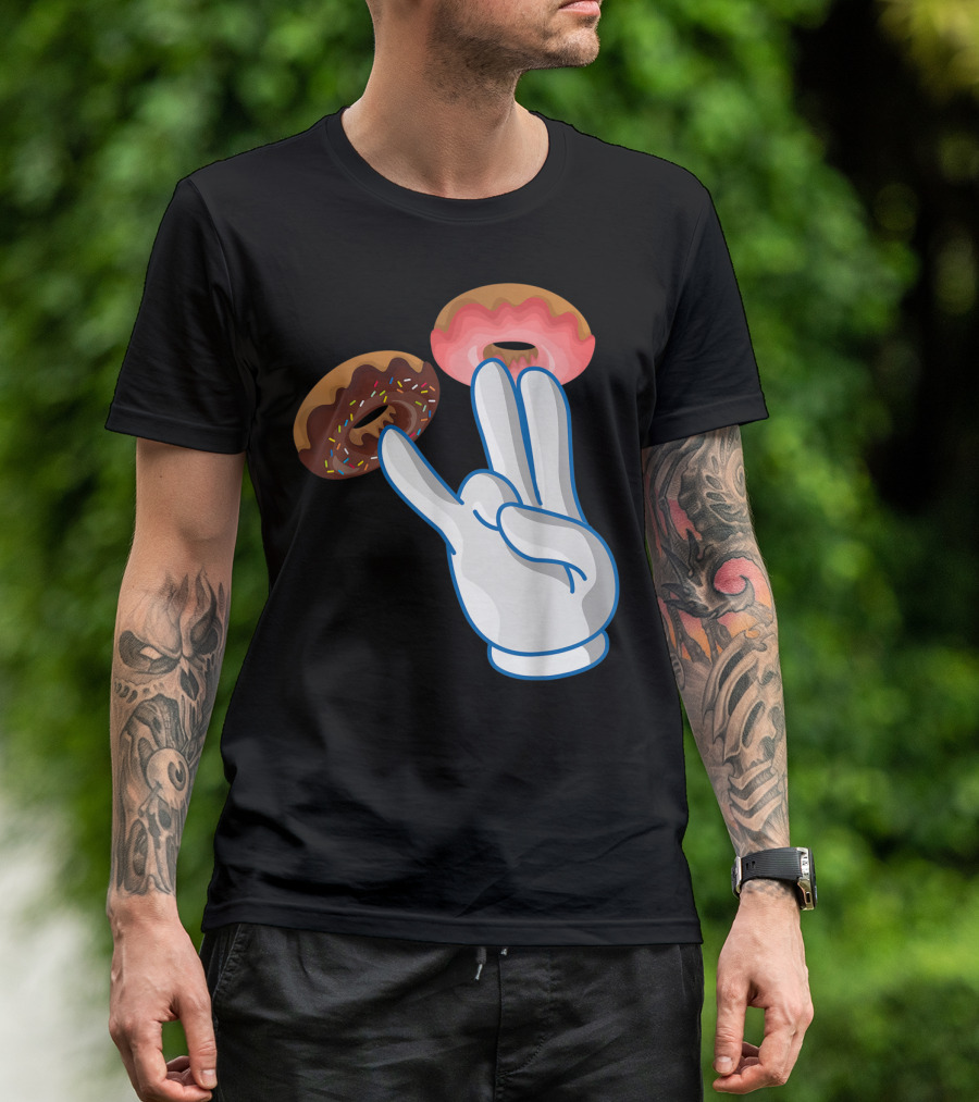 2 In The Pink 1 In The Stink Hand Gesture With Two Sprinkle Donuts Dark Humor T-Shirt