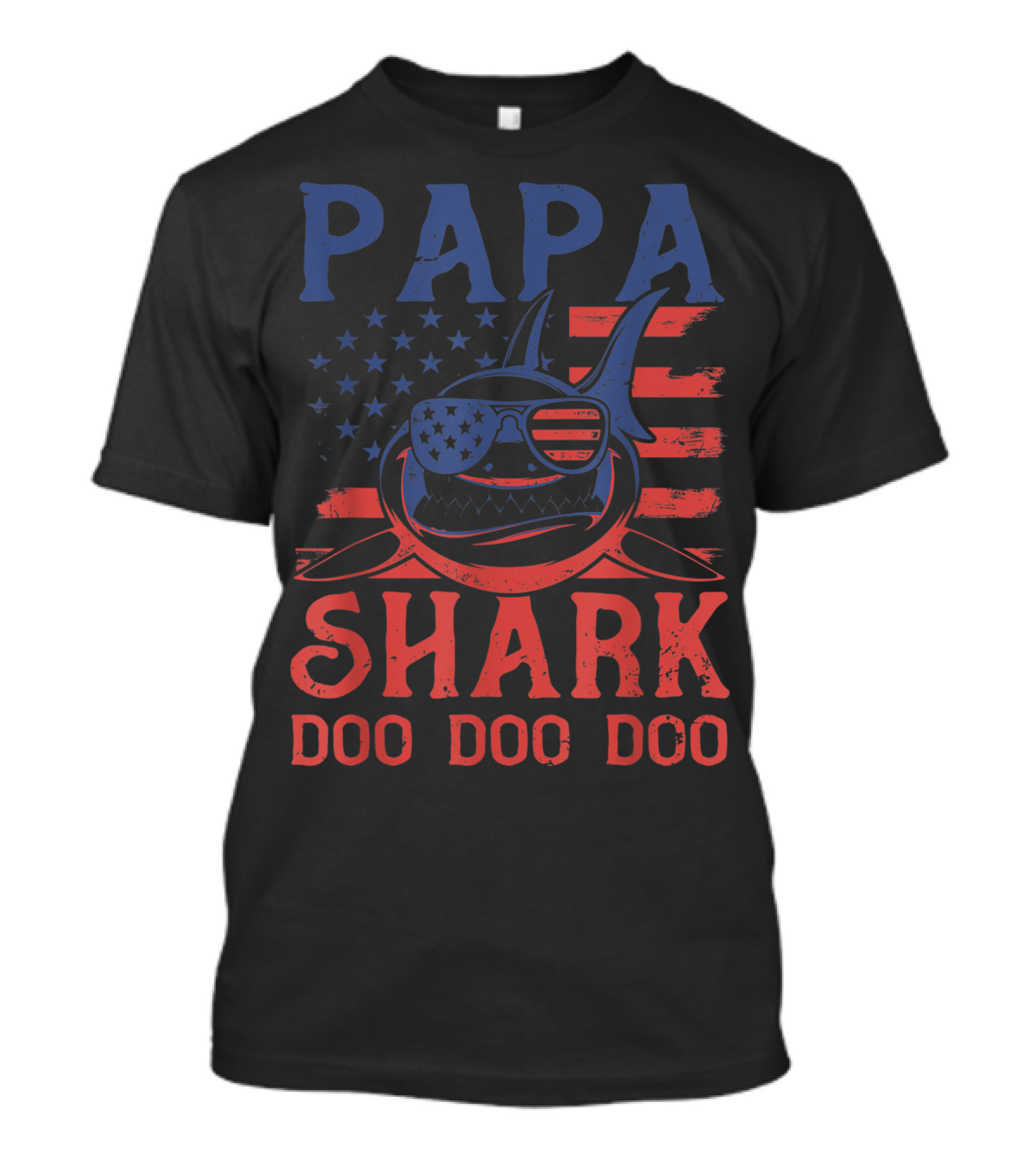 Papa Shark Doo Doo Doo American Flag Sunglasses T-Shirt