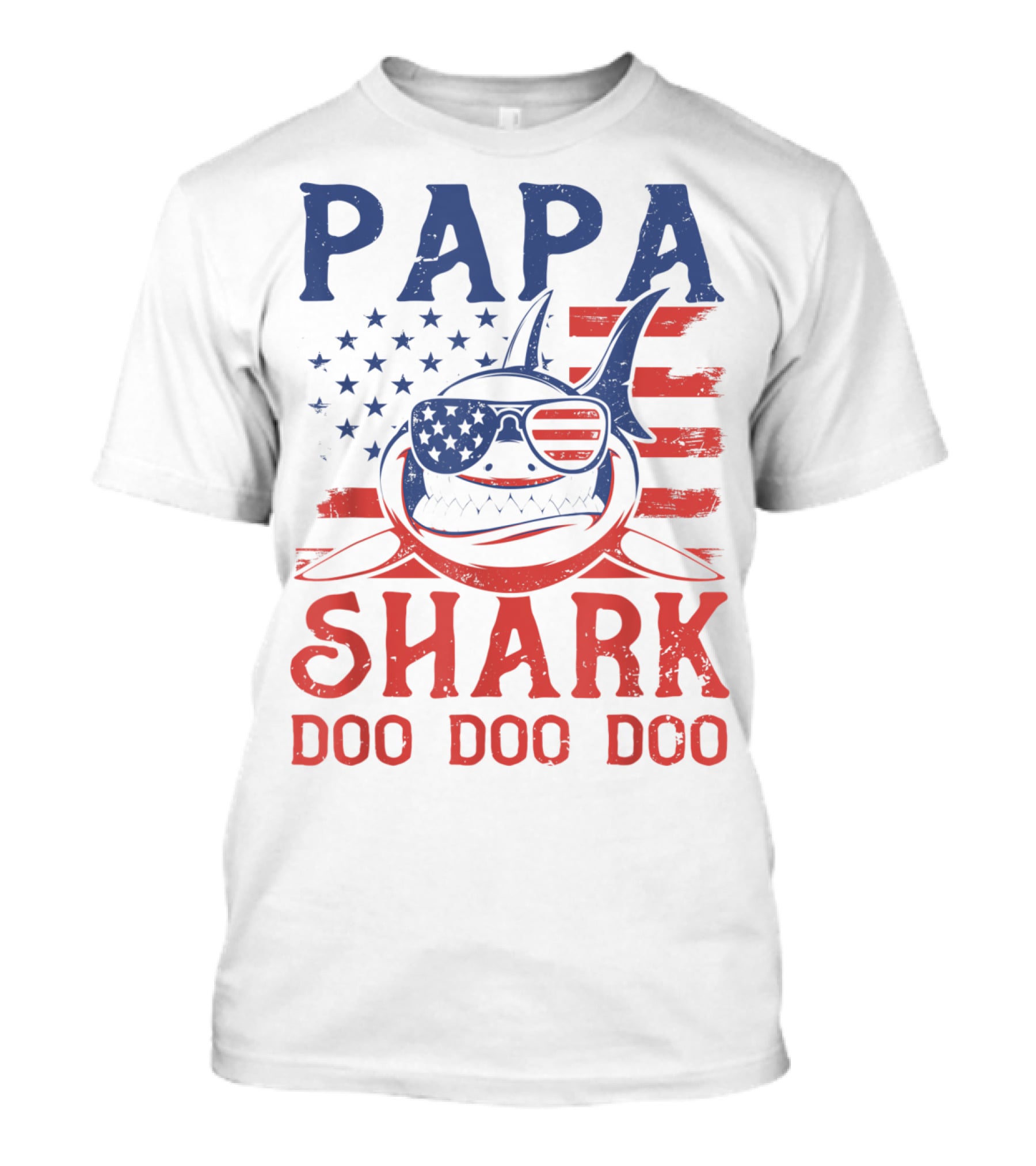 Papa Shark Doo Doo Doo American Flag Sunglasses T-Shirt