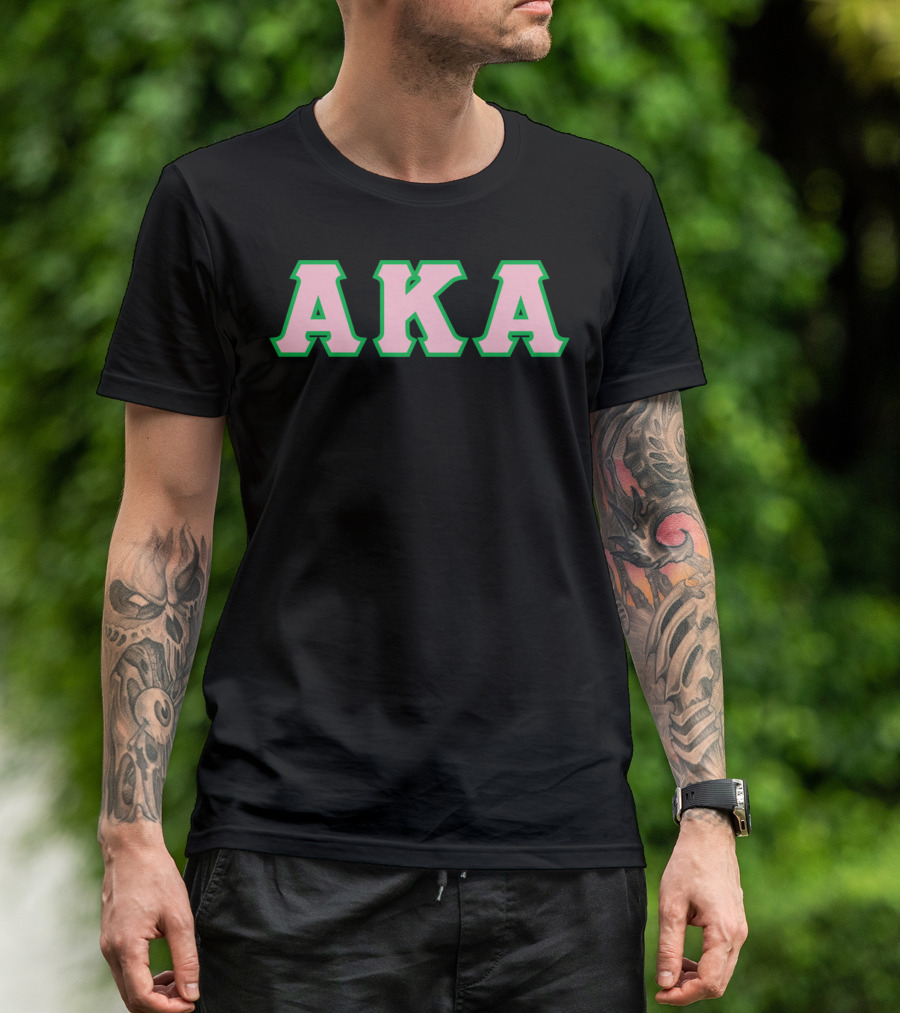 AKA Pink And Green Greek Sorority Letters T-Shirt