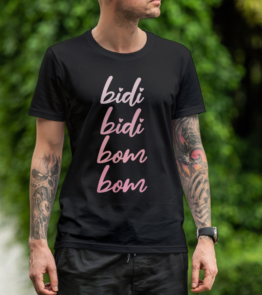Bidi Bidi Bom Bom Latina Mexican Spanish Cumbia Heart Script T-Shirt