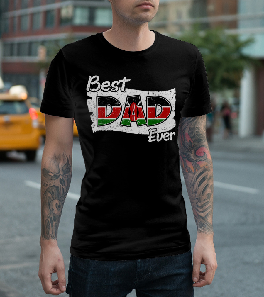 Best Dad Ever Kenyan Flag Map T-Shirt