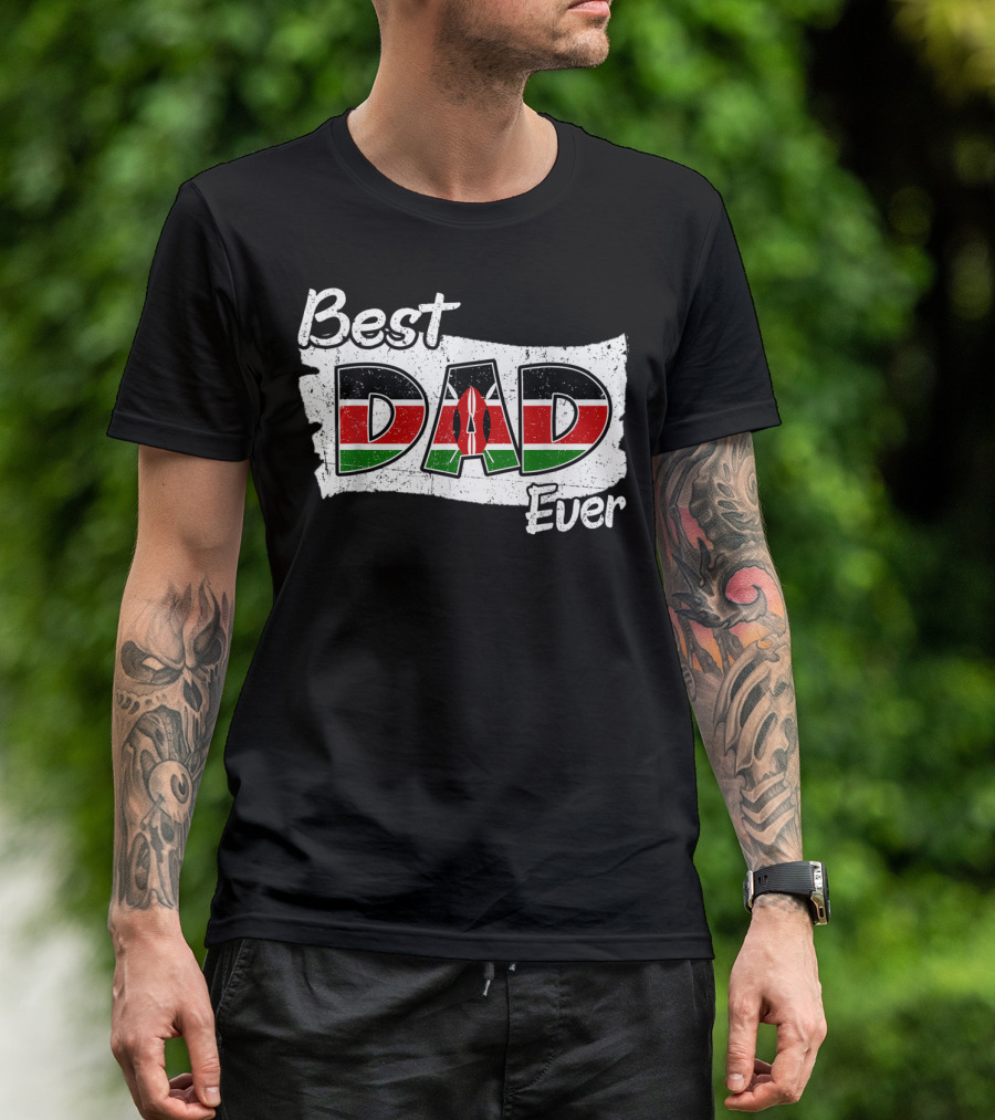 Best Dad Ever Kenyan Flag Map T-Shirt