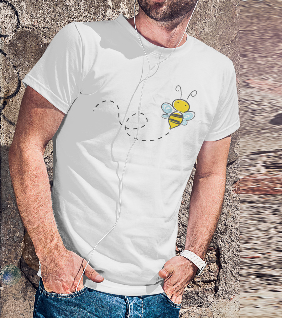 Bumble Bee Cute Doodle With Wings And Flight Path T-Shirt