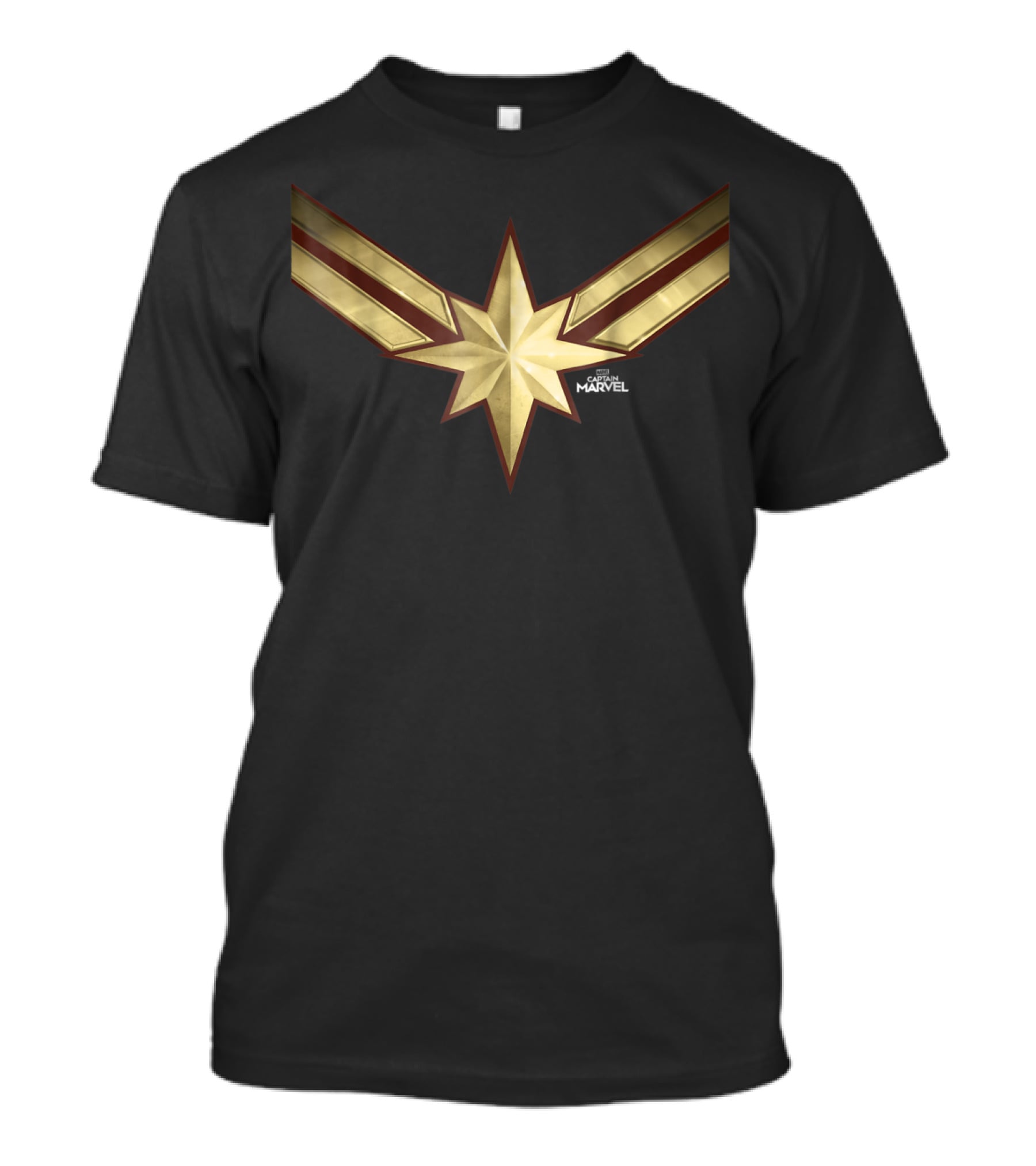Captain Marvel Star Emblem Gleaming Gold T-Shirt