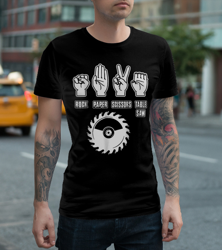 Rock Paper Scissors Table Saw Carpenter T-Shirt