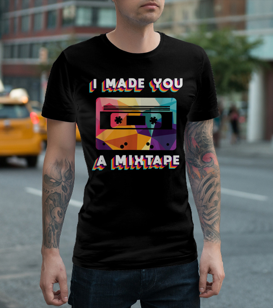 I Made You A Mixtape Colorful Cassette Vintage T-Shirt