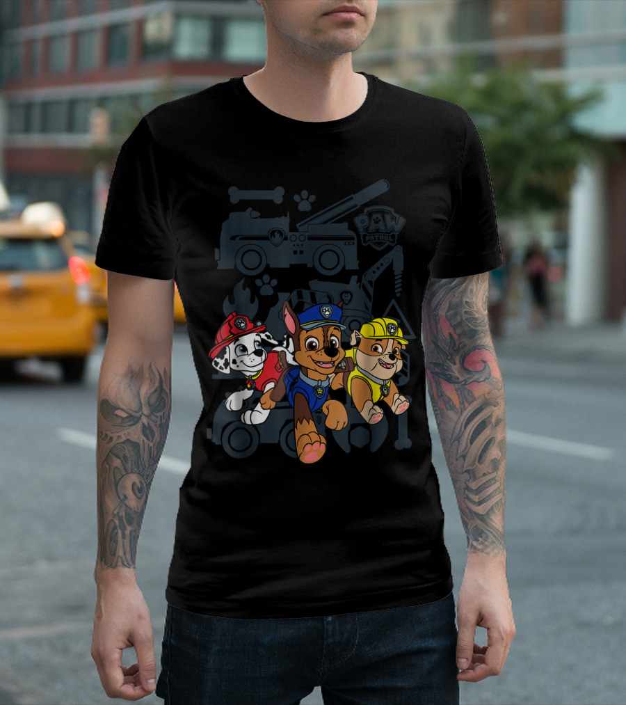 Paw Patrol Chase Marshall Rubble Adventure Vehicles T-Shirt