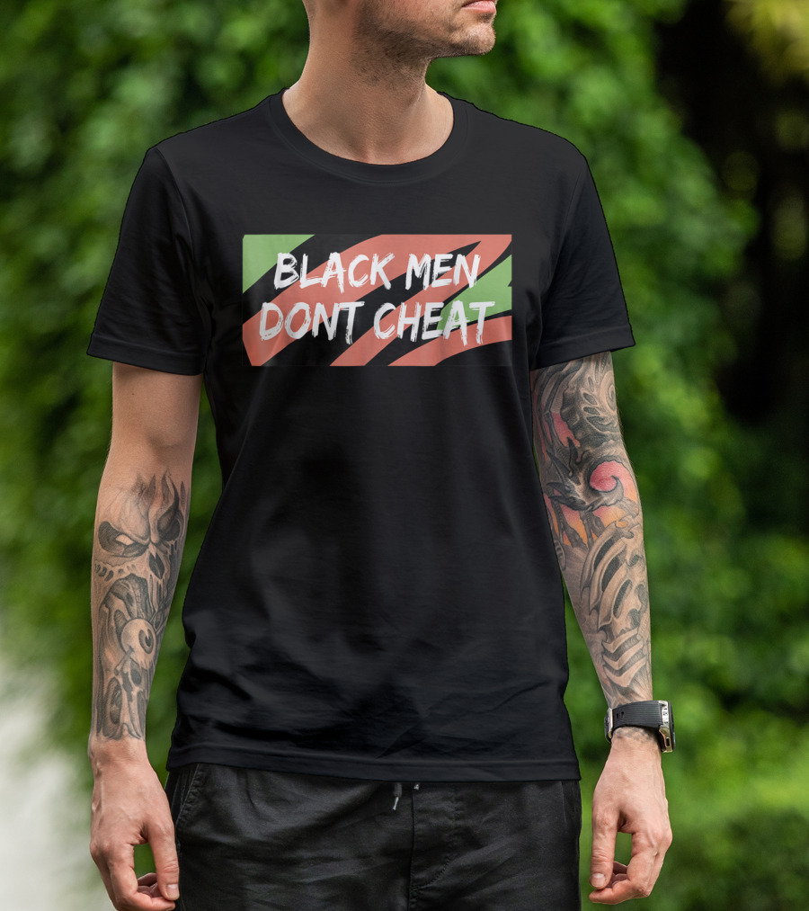 BLACK MEN DONT CHEAT Black Red Green Stripes T-Shirt