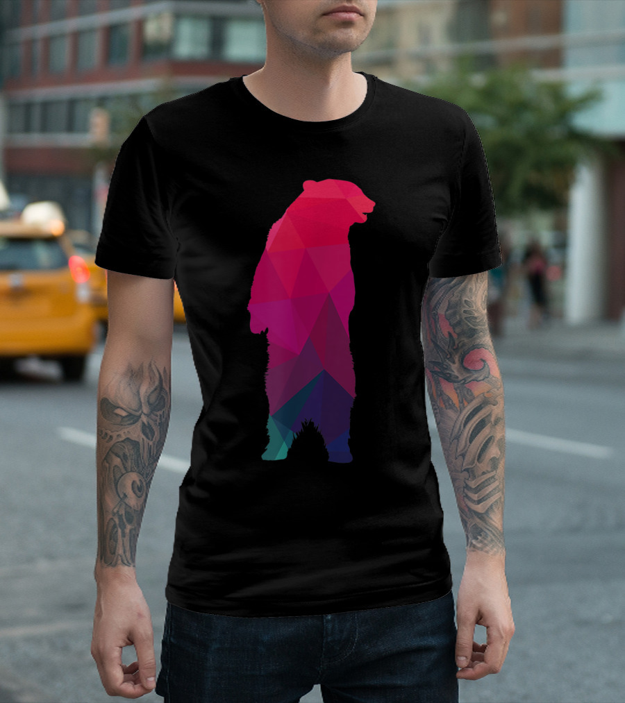 Colorful Geometric Pattern Fractal Bear T-Shirt