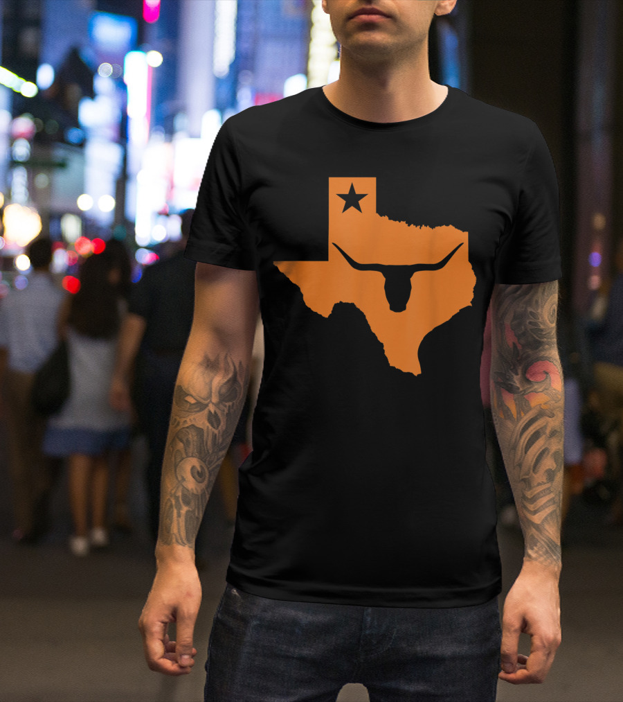 Texas Longhorn Bull Orange State Star T-Shirt